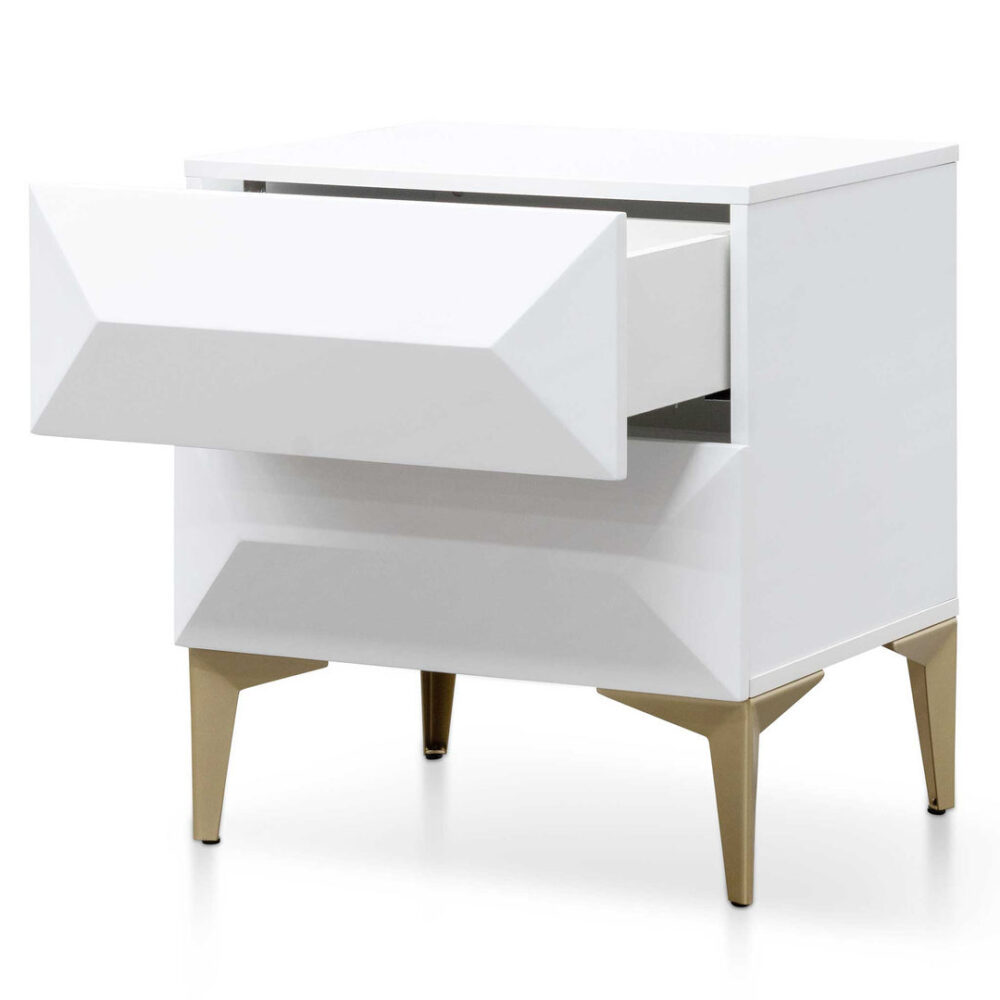 Olson Wooden Side Table - White with Gold Legs - Image 4