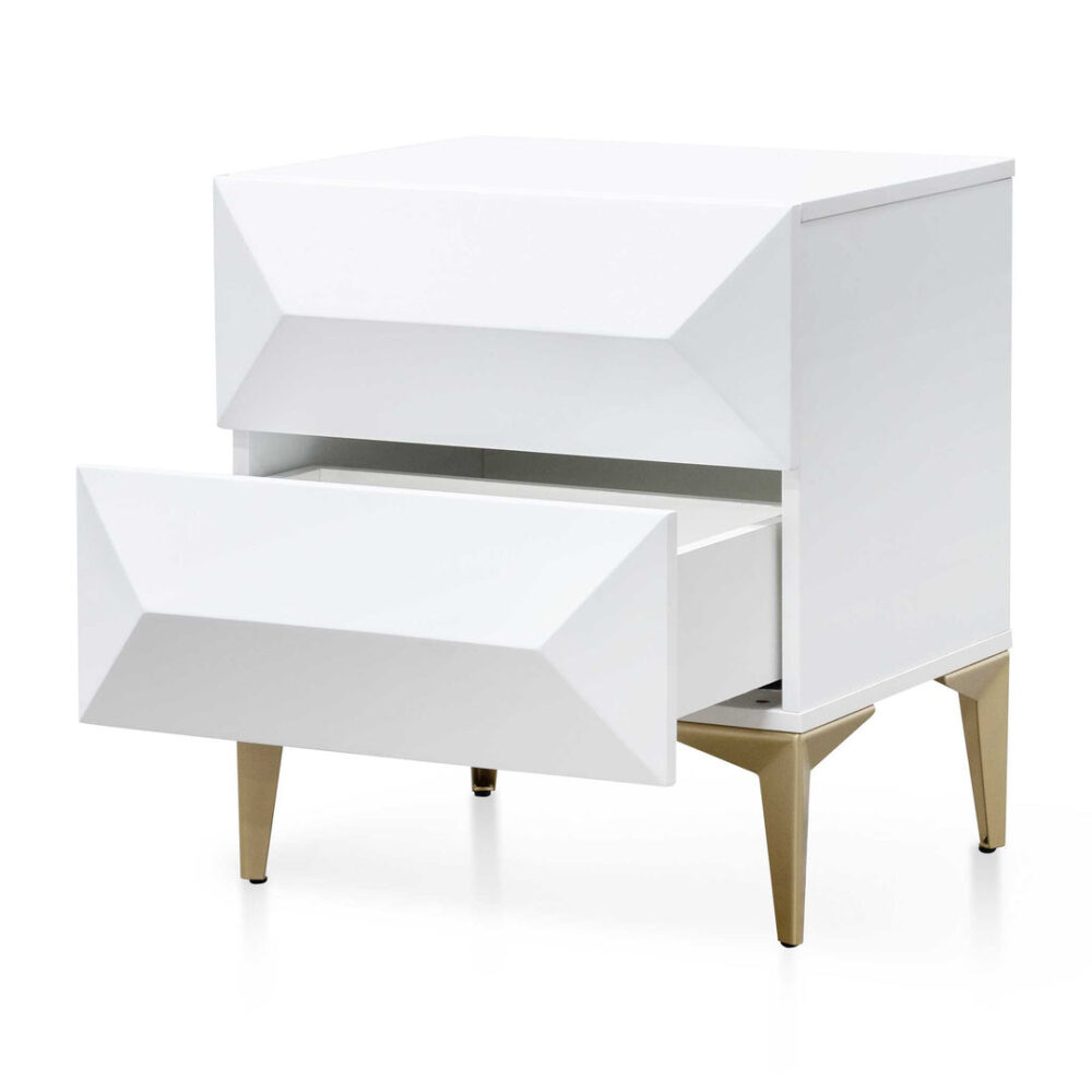 Olson Wooden Side Table - White with Gold Legs - Image 5