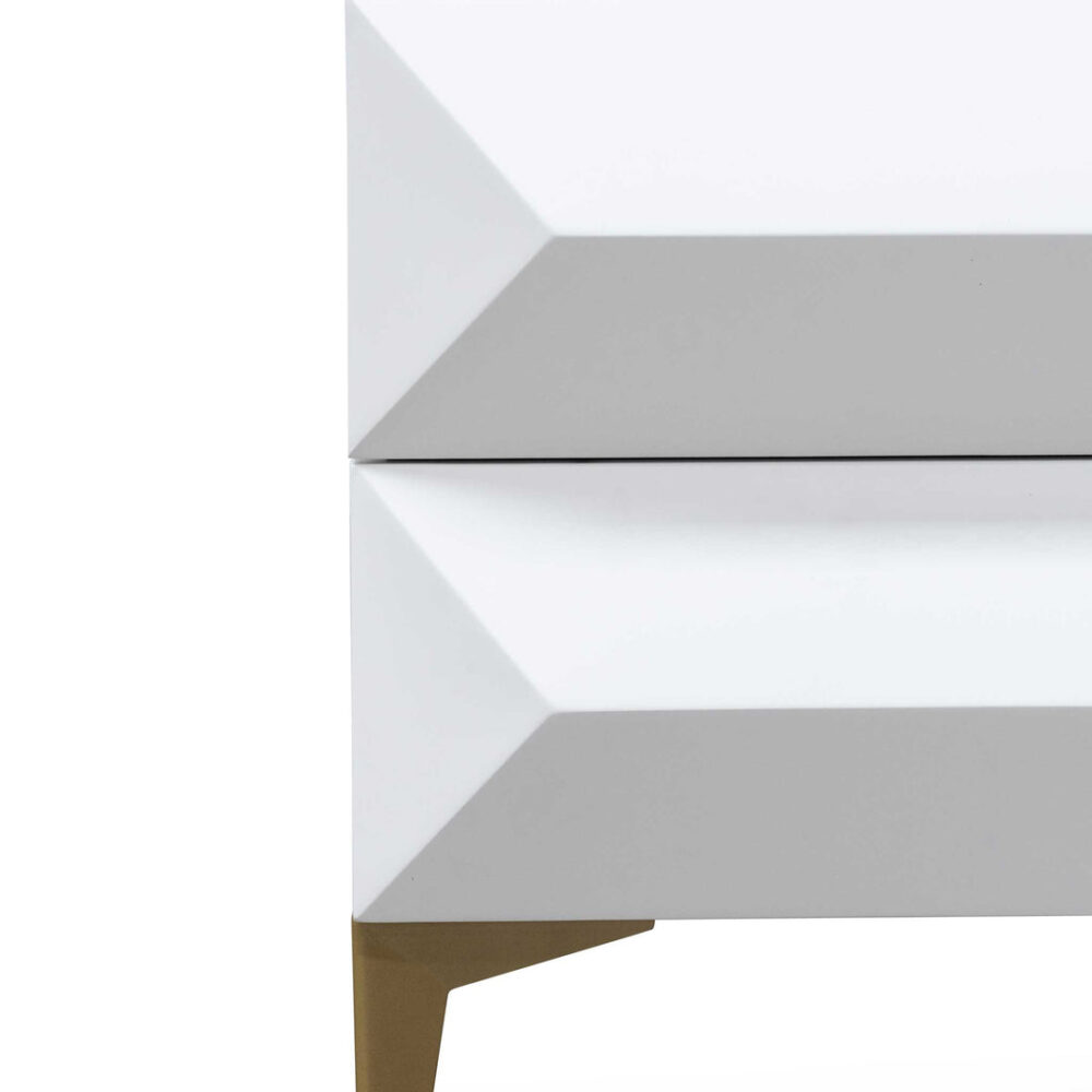 Olson Wooden Side Table - White with Gold Legs - Image 7
