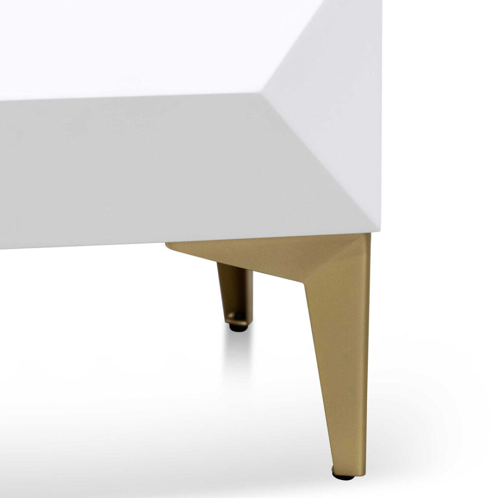 Olson Wooden Side Table - White with Gold Legs - Image 8
