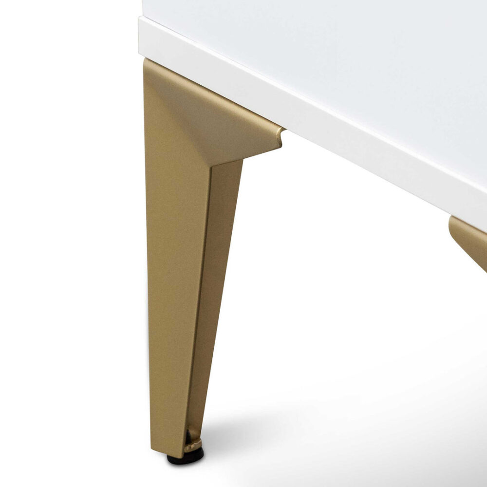 Olson Wooden Side Table - White with Gold Legs - Image 9