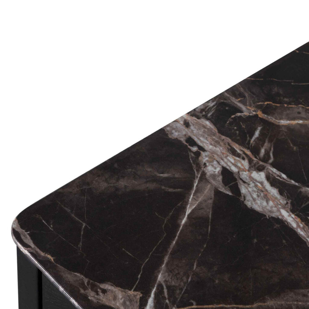 Allison Bedside Table - Black with Porcelain Marble Top - Image 8