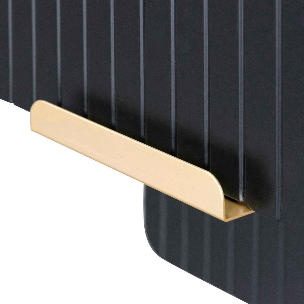 Erwin Matte Black Bedside Table - Brass Legs and Handle - Image 5