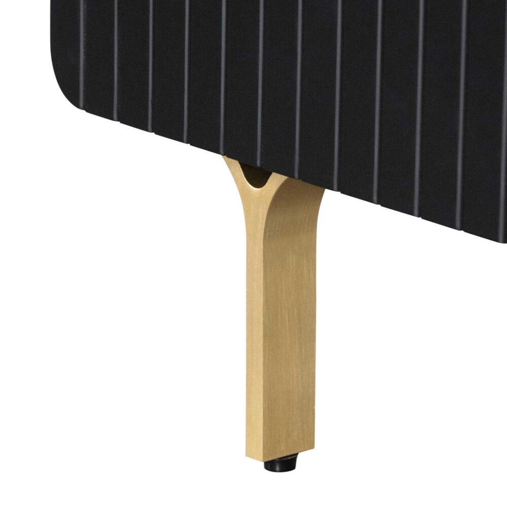 Erwin Matte Black Bedside Table - Brass Legs and Handle - Image 8