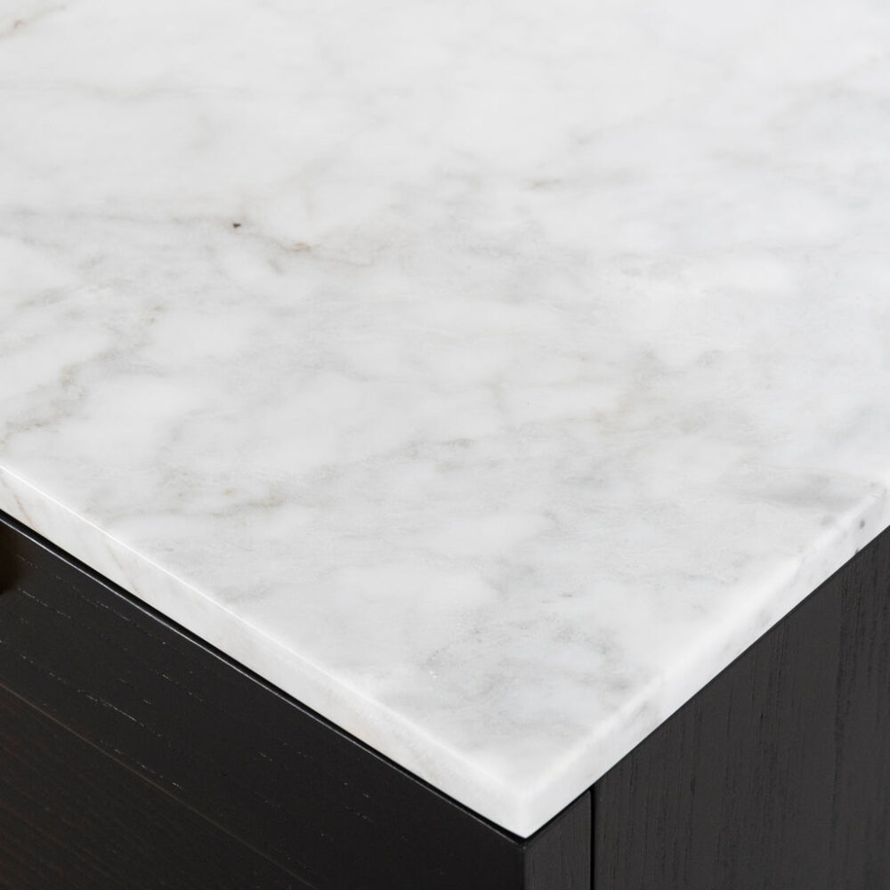 Nelda Bedside Table - Black with Marble Top - Image 7