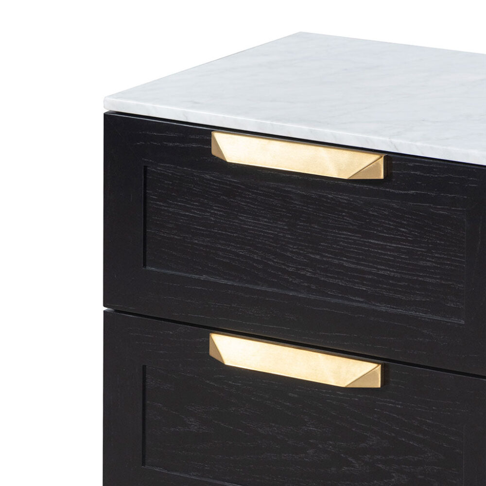 Nelda Bedside Table - Black with Marble Top - Image 4