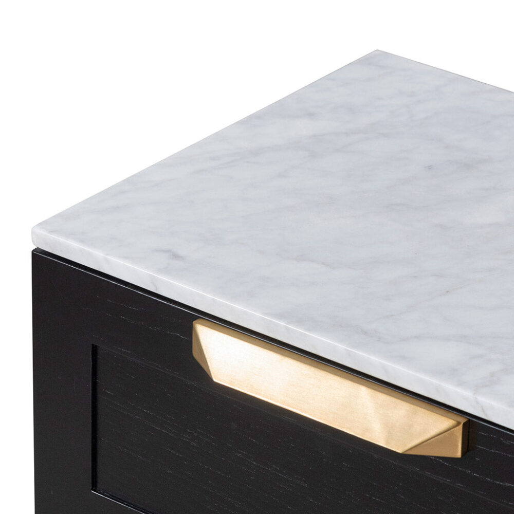 Nelda Bedside Table - Black with Marble Top - Image 5