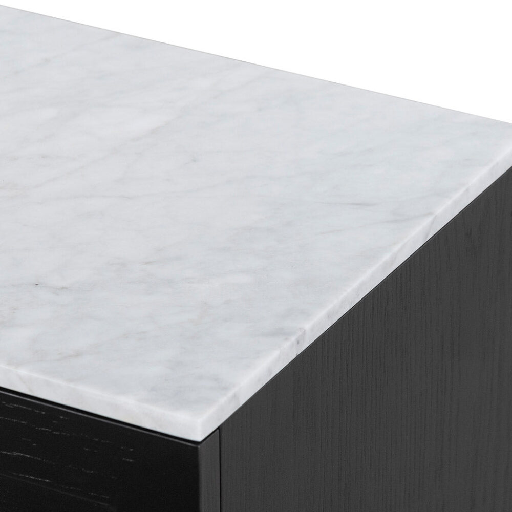 Nelda Bedside Table - Black with Marble Top - Image 8