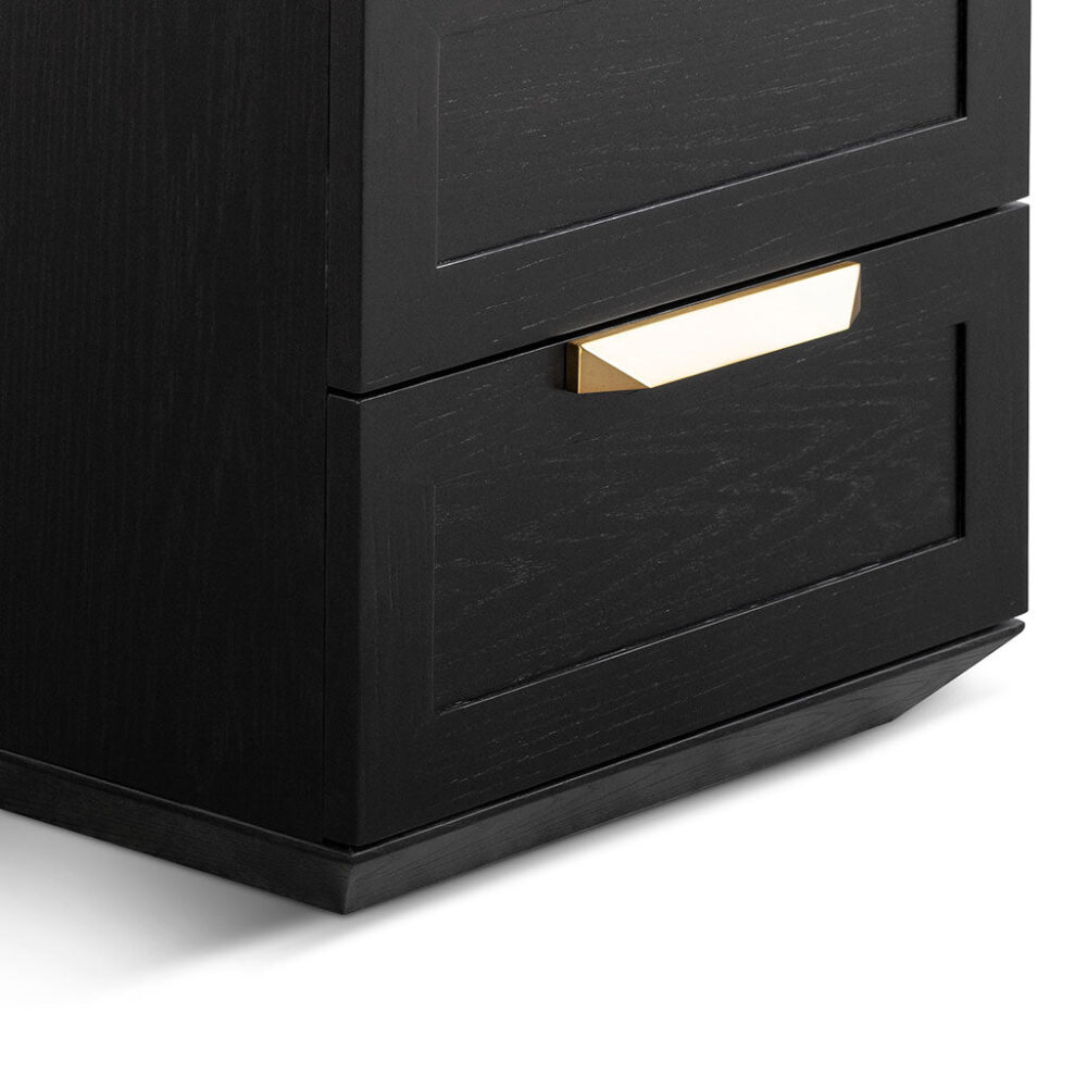 Nelda Bedside Table - Black with Marble Top - Image 10