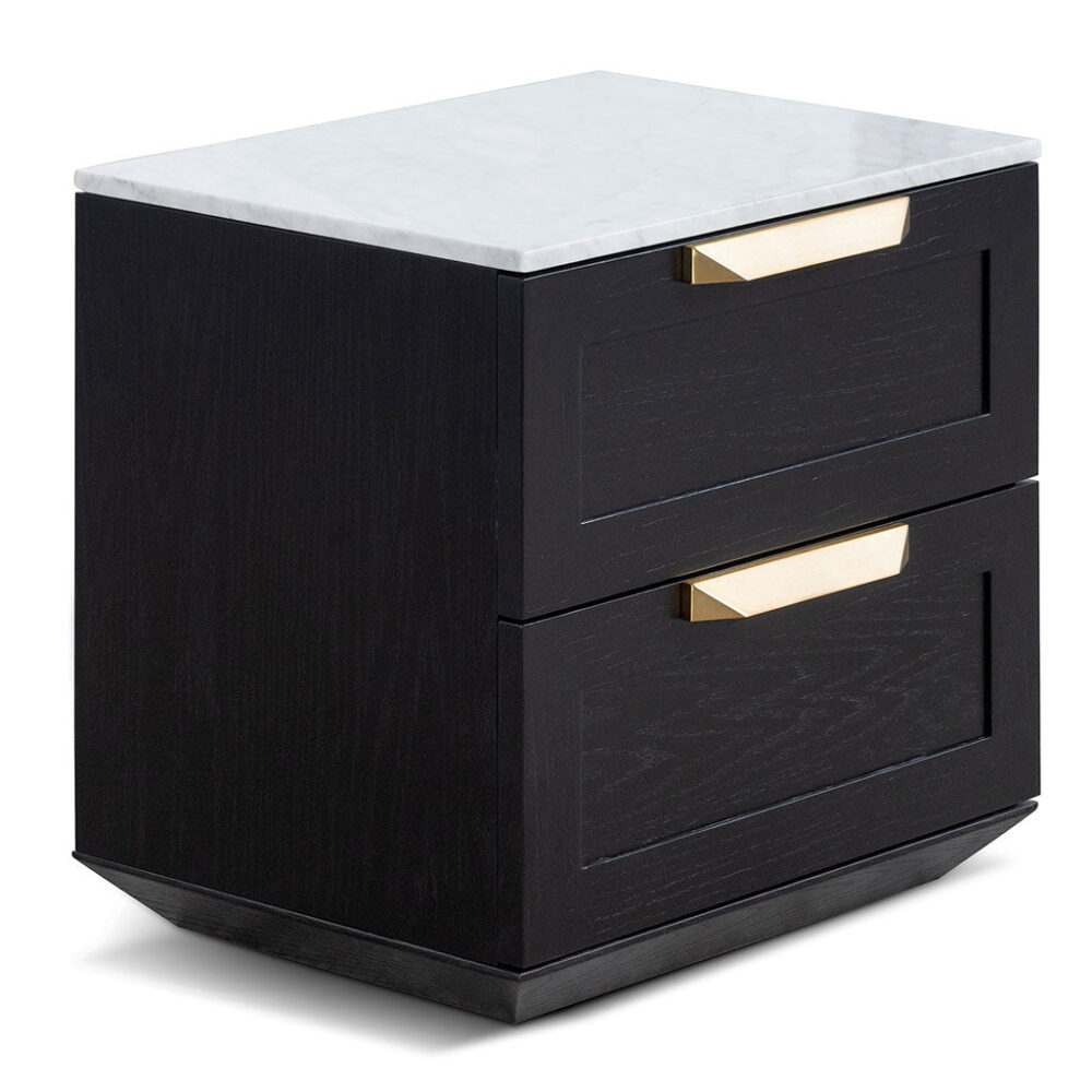 Nelda Bedside Table - Black with Marble Top - Image 9
