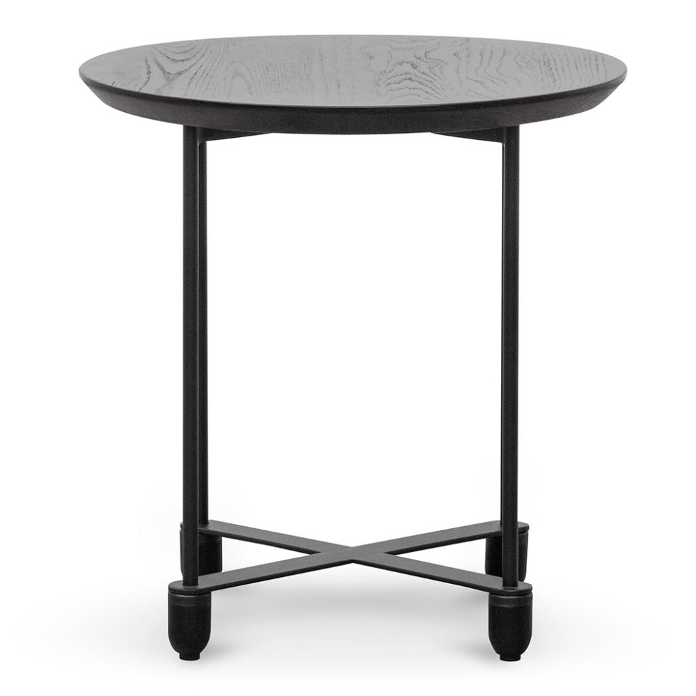Keneth Wooden Top Side Table - Full Black - Image 2