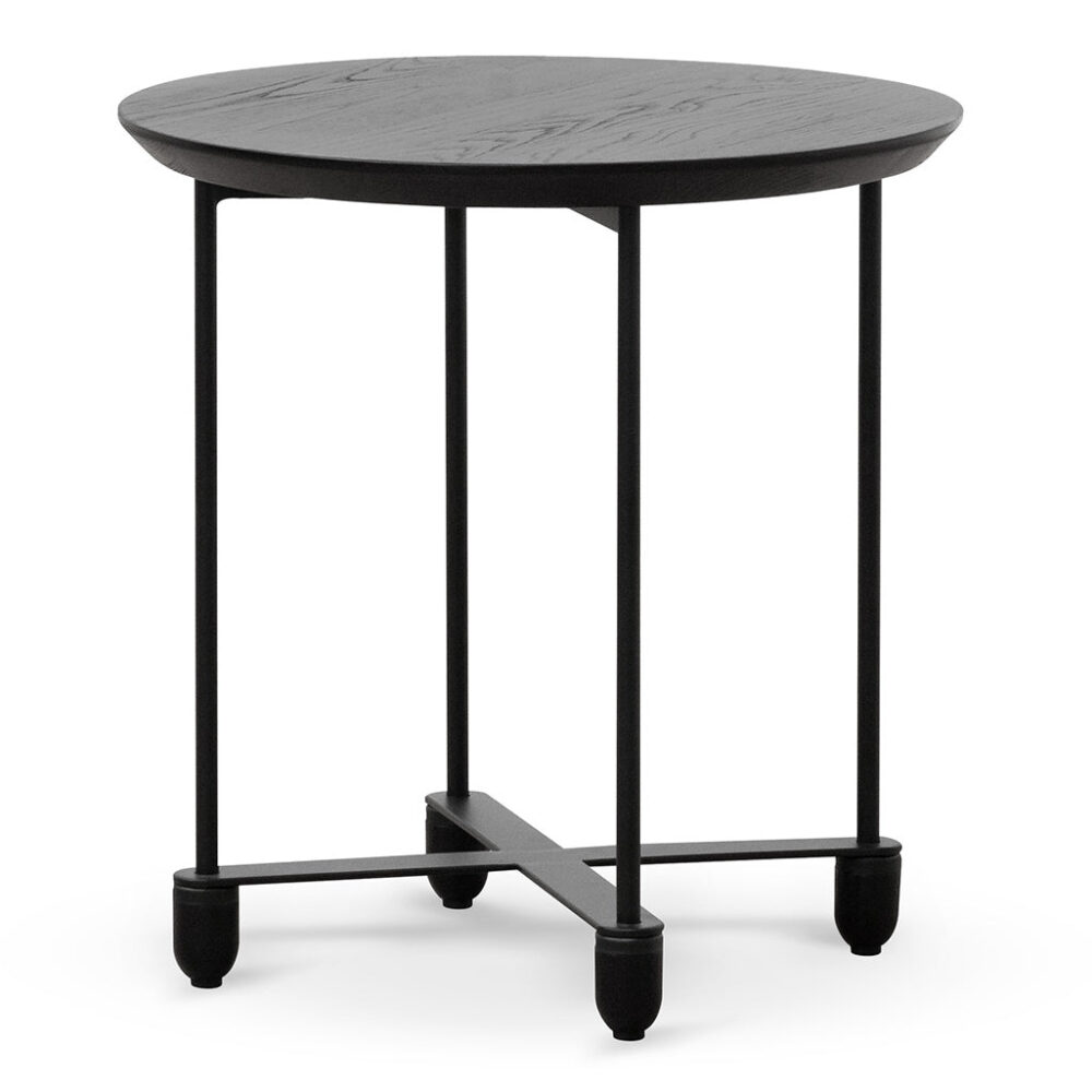 Keneth Wooden Top Side Table - Full Black