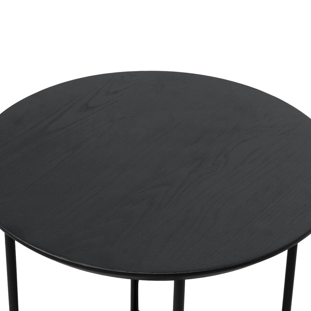 Keneth Wooden Top Side Table - Full Black - Image 4