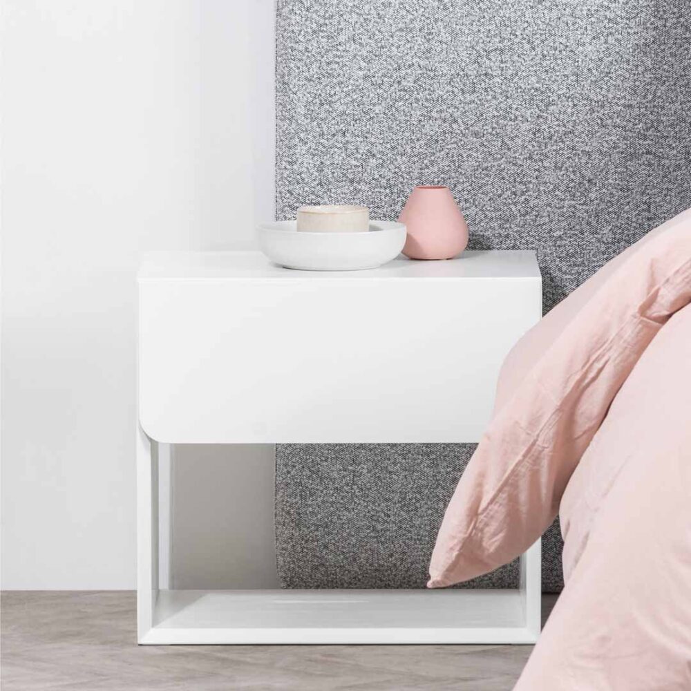 Lonny Oak Bedside Table - White - Image 2