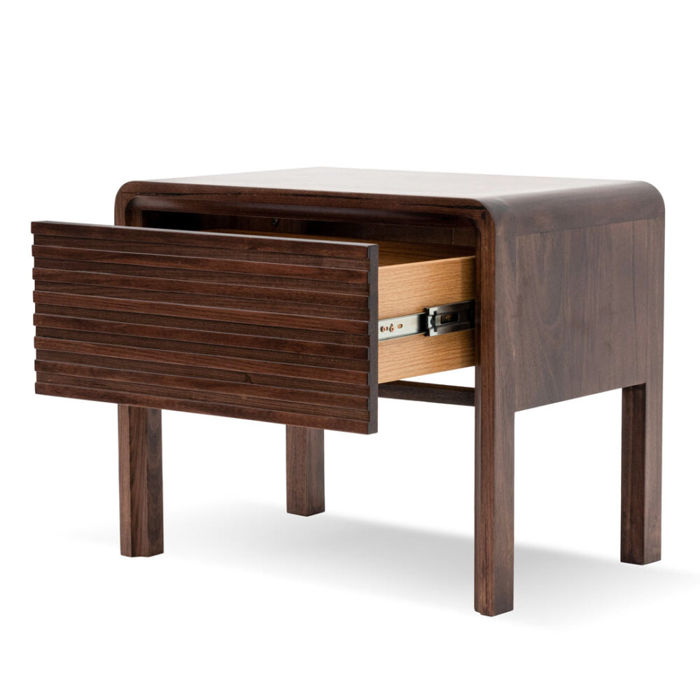 Amparo Single Drawer Bedside Table - Walnut - Image 2