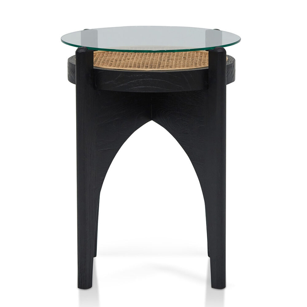 Mcdaniel 50cm Round Glass Side Table - Black - Image 2