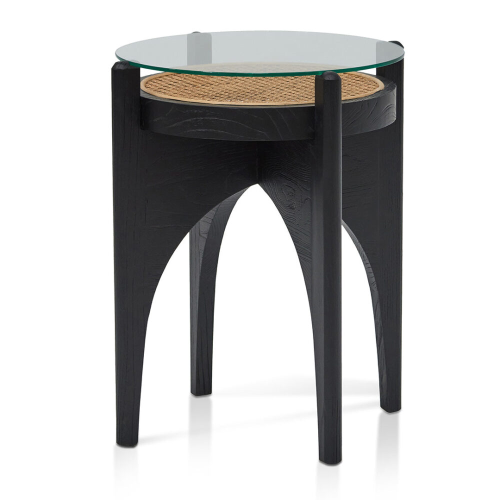 Mcdaniel 50cm Round Glass Side Table - Black