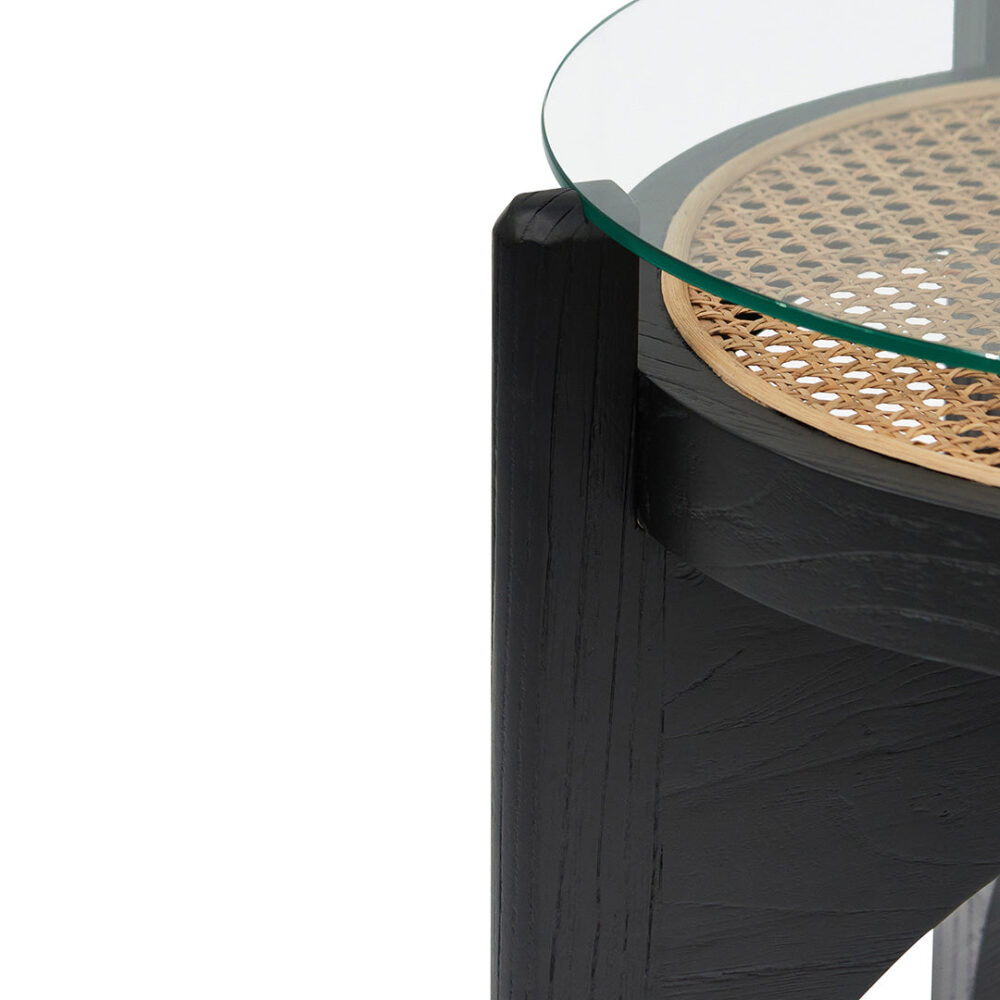 Mcdaniel 50cm Round Glass Side Table - Black - Image 3