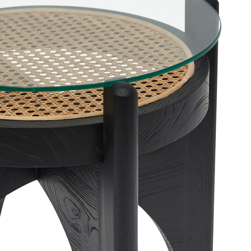 Mcdaniel 50cm Round Glass Side Table - Black - Image 4