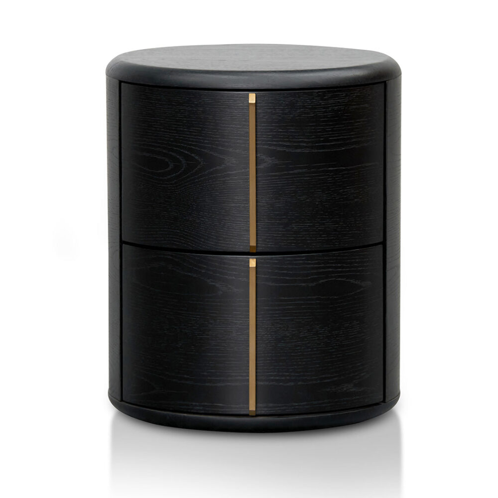Leonard 46cm Round Bedside Table - Black - Image 2