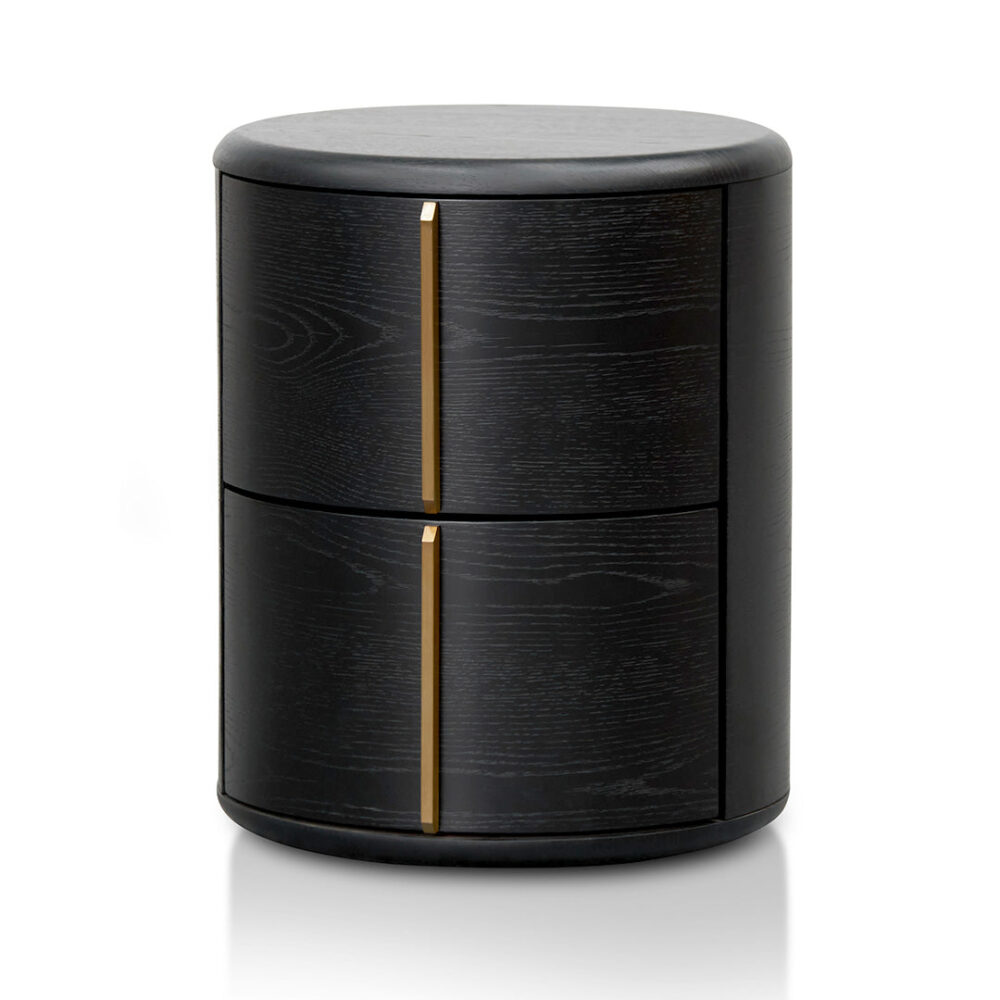 Leonard 46cm Round Bedside Table - Black