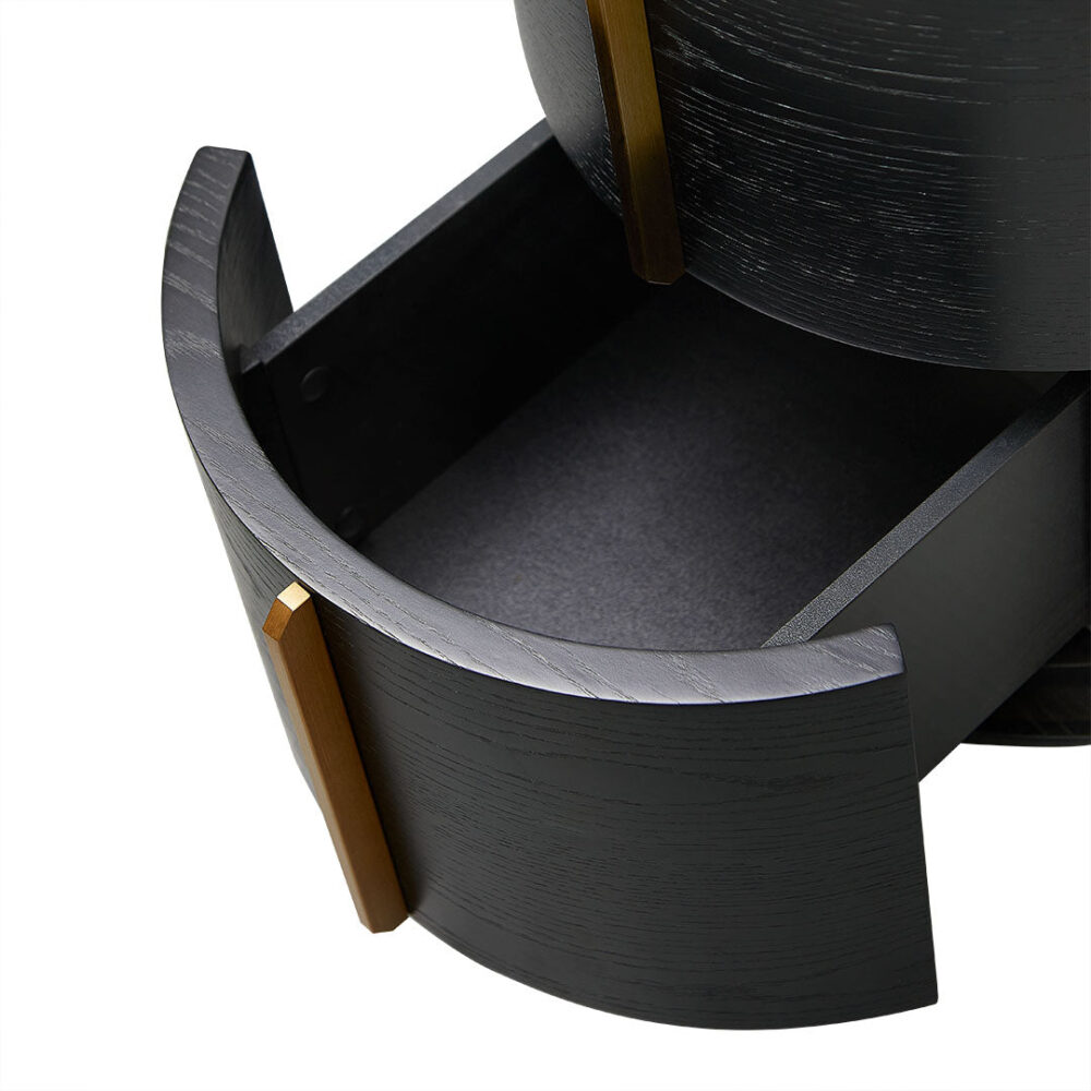 Leonard 46cm Round Bedside Table - Black - Image 6