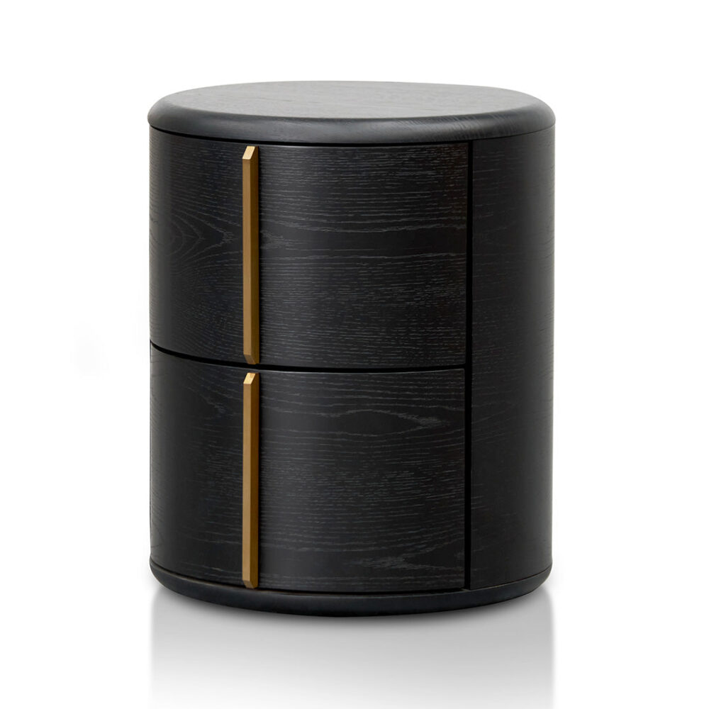 Leonard 46cm Round Bedside Table - Black - Image 3