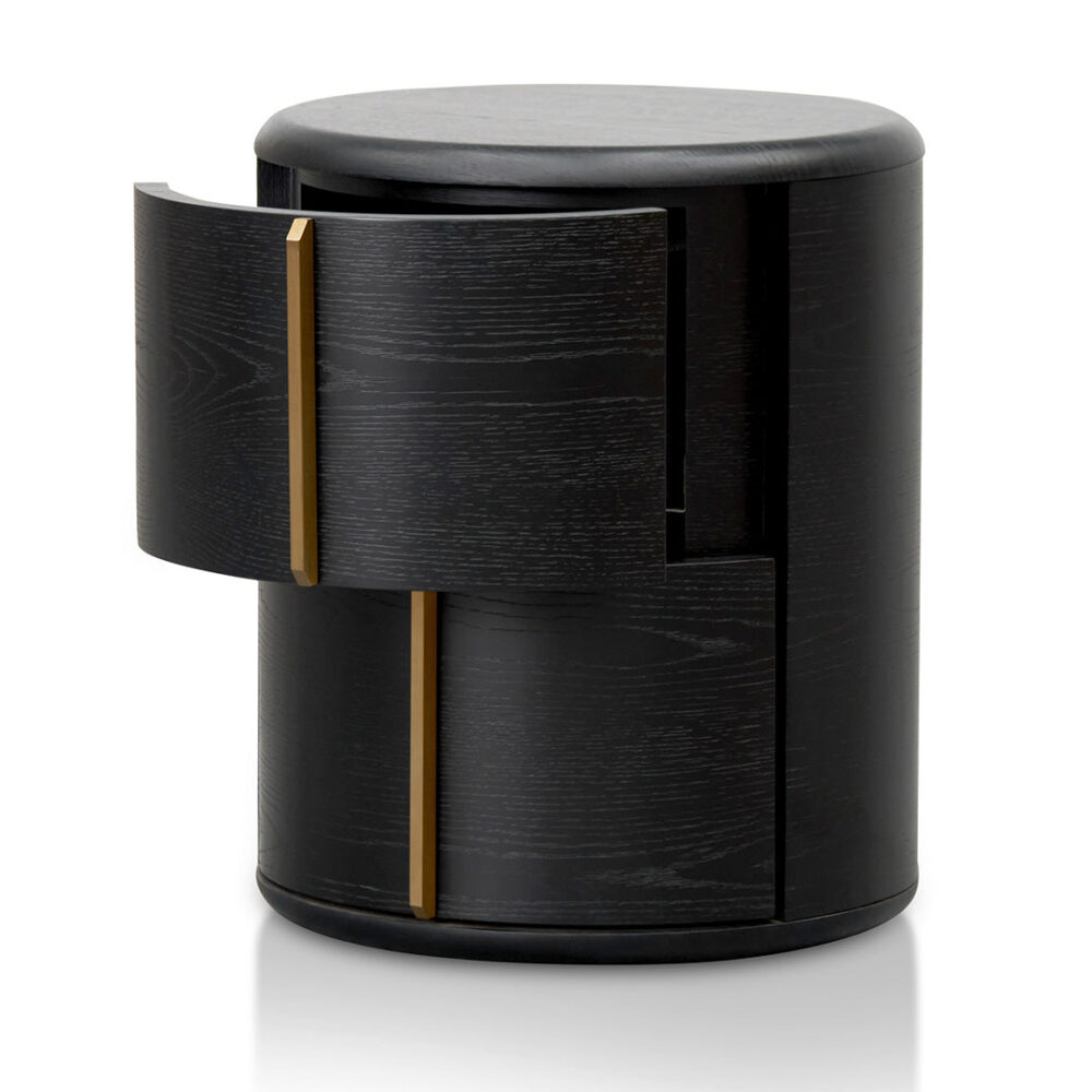 Leonard 46cm Round Bedside Table - Black - Image 4