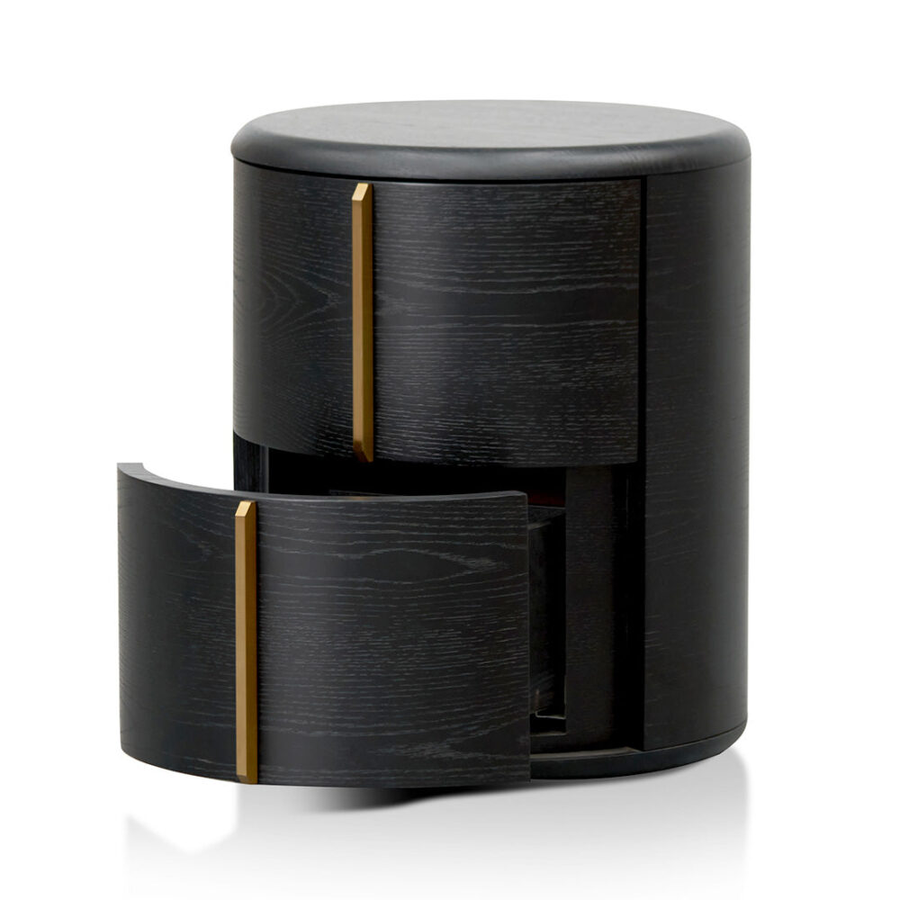 Leonard 46cm Round Bedside Table - Black - Image 5