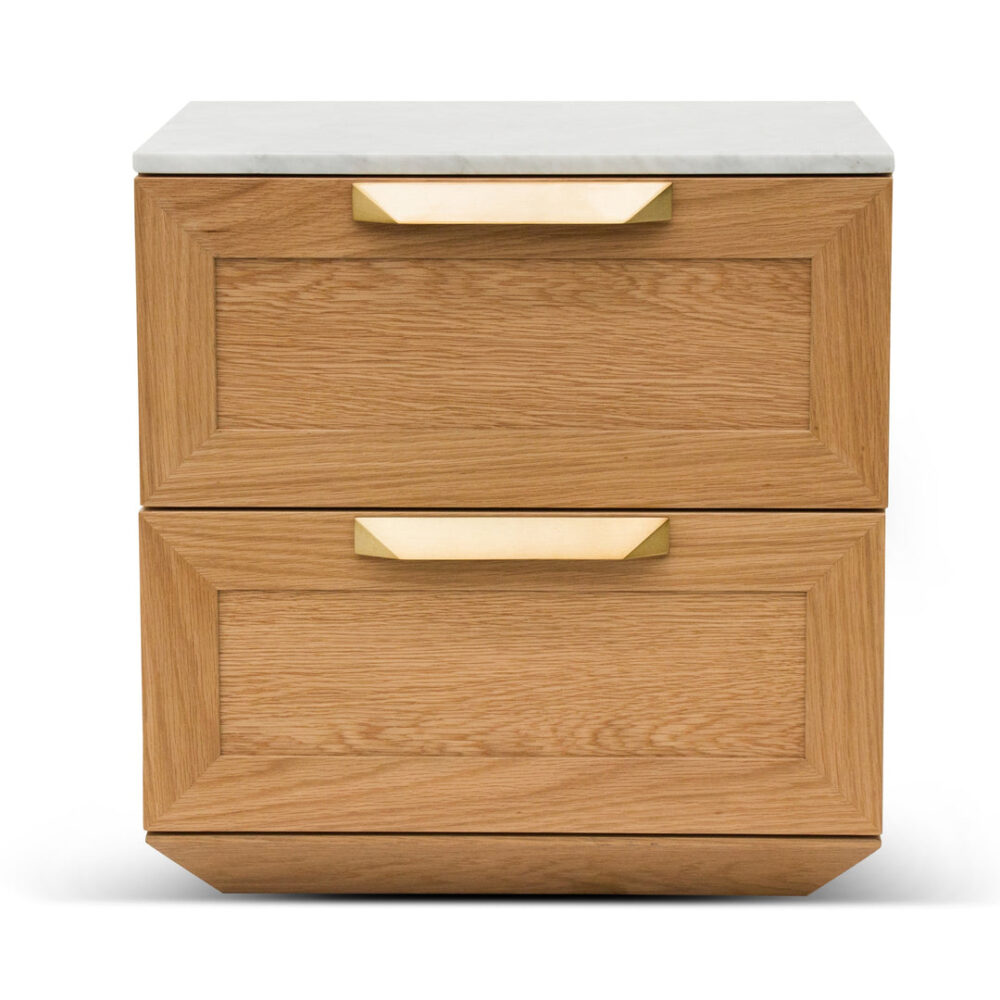 Nelda Bedside Table - Natural with Marble Top - Image 2
