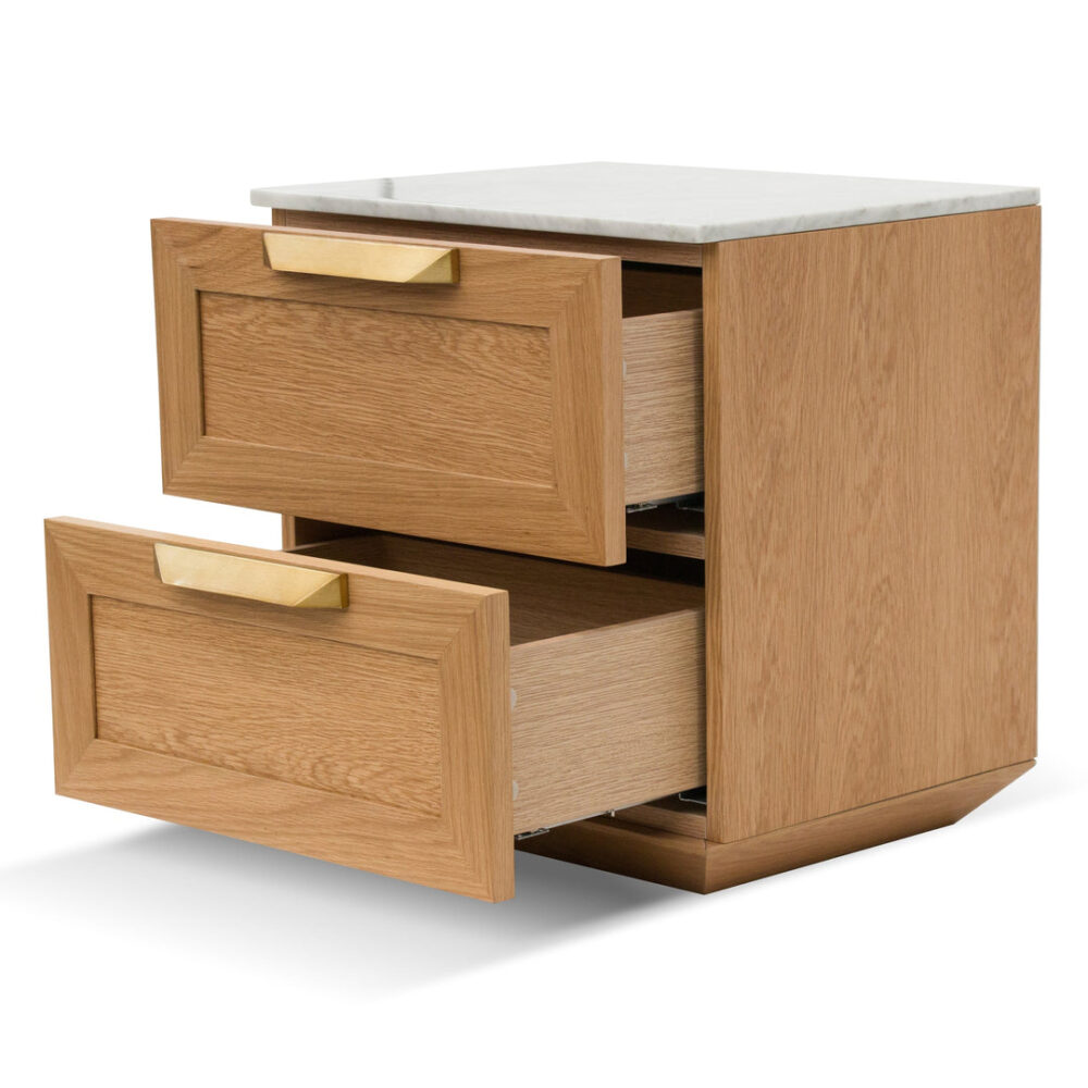 Nelda Bedside Table - Natural with Marble Top - Image 6