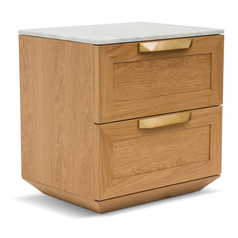Nelda Bedside Table - Natural with Marble Top - Image 3
