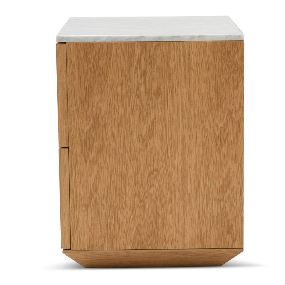 Nelda Bedside Table - Natural with Marble Top - Image 4