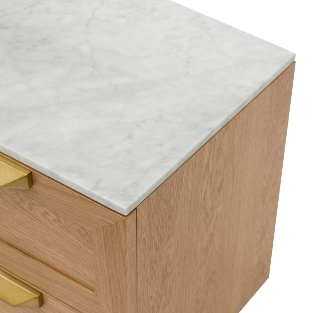 Nelda Bedside Table - Natural with Marble Top - Image 7