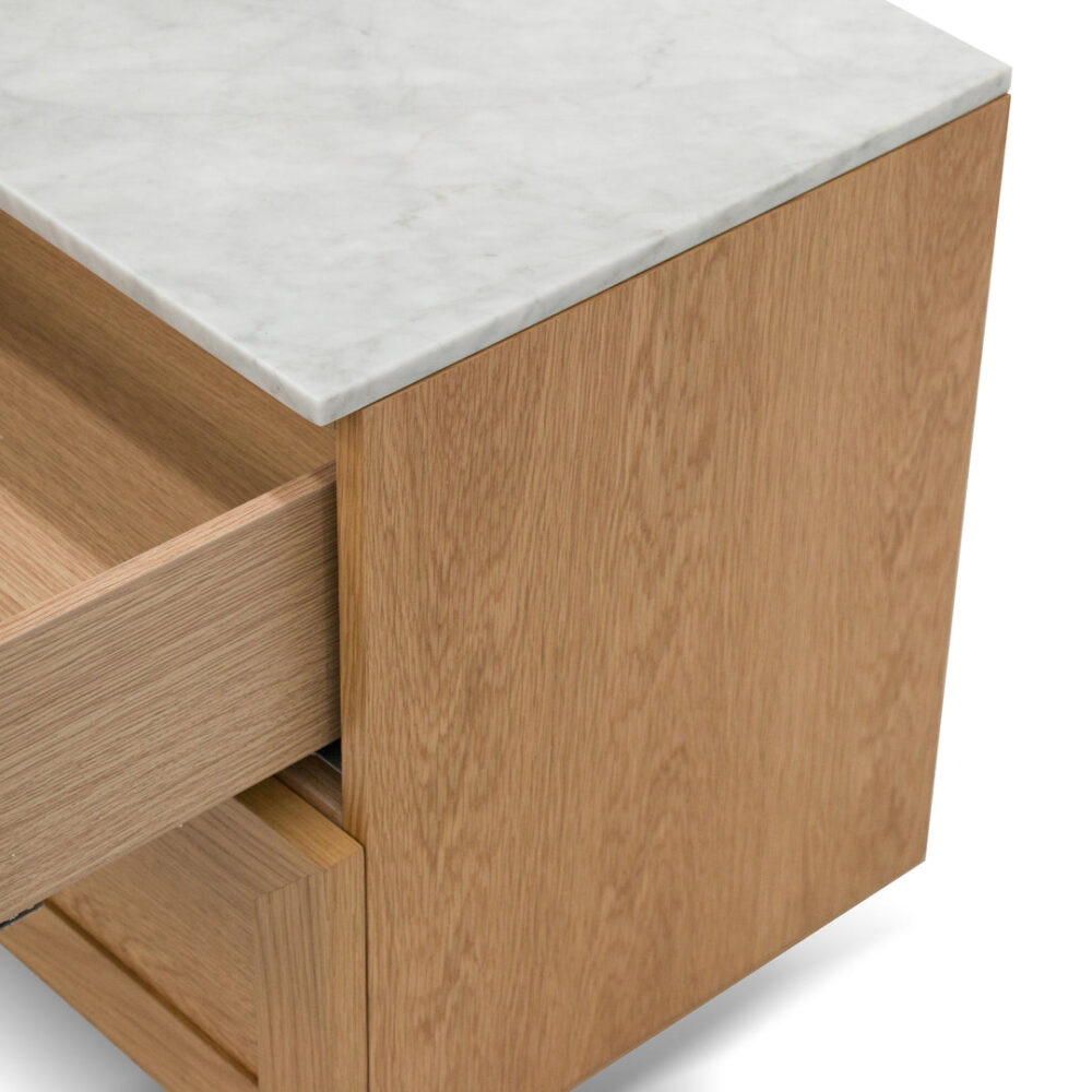 Nelda Bedside Table - Natural with Marble Top - Image 8