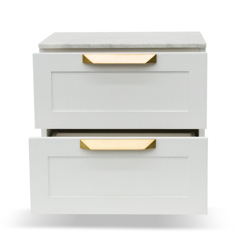 Nelda Bedside Table - White with Marble Top - Image 5