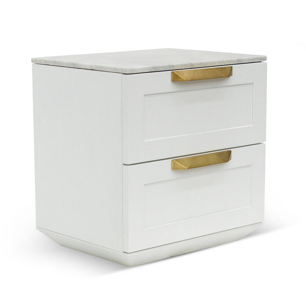 Nelda Bedside Table - White with Marble Top - Image 3