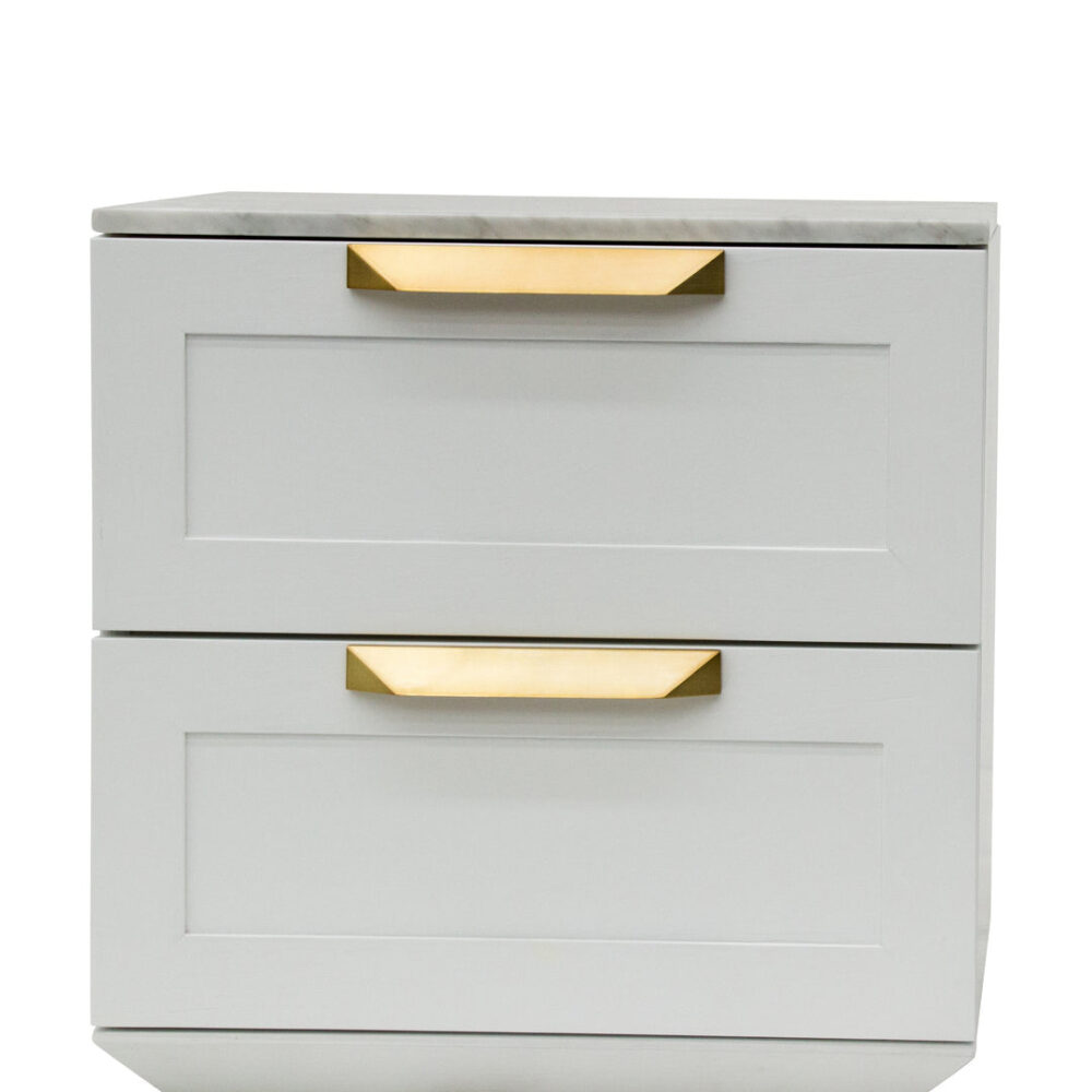 Nelda Bedside Table - White with Marble Top - Image 4