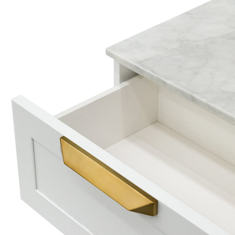 Nelda Bedside Table - White with Marble Top - Image 7