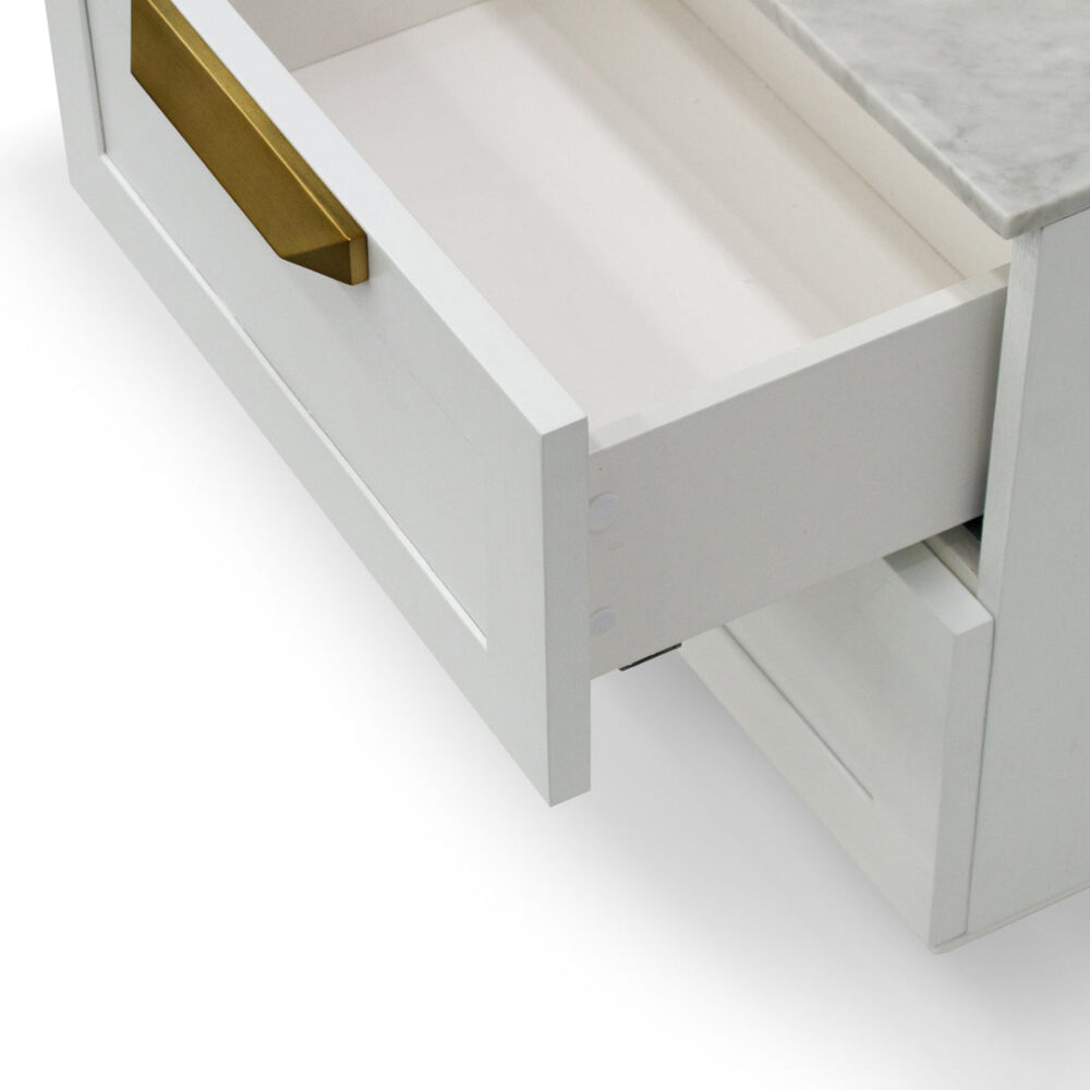 Nelda Bedside Table - White with Marble Top - Image 8
