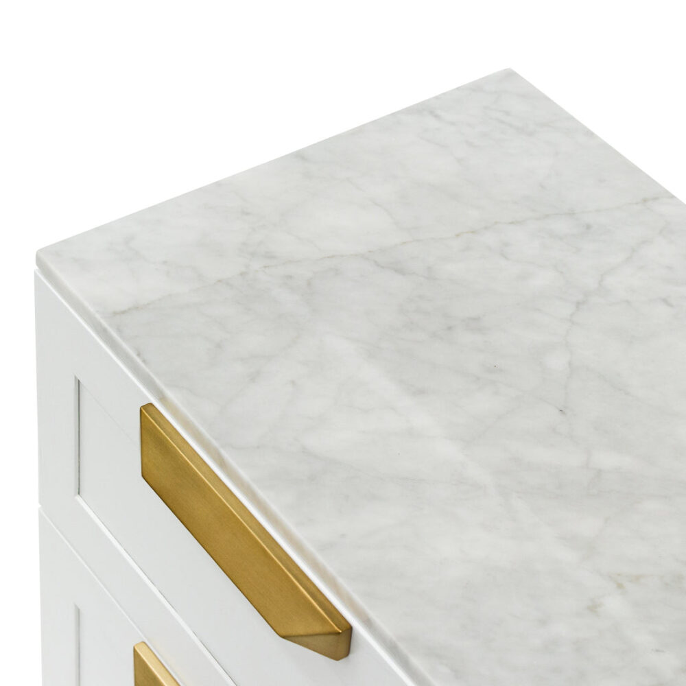 Nelda Bedside Table - White with Marble Top - Image 9