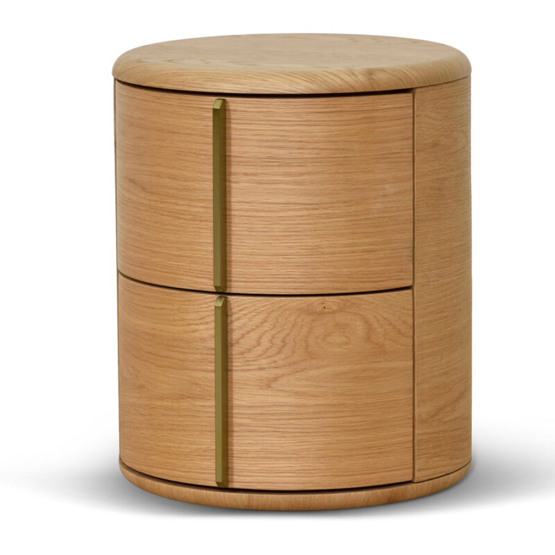 Leonard 46cm Round Bedside Table - Natural