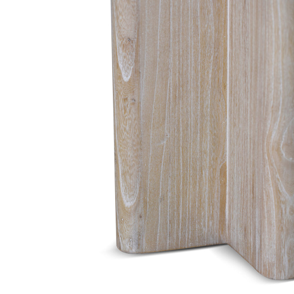 Agosti Travertine Marble Round Side Table - White Wash - Image 11