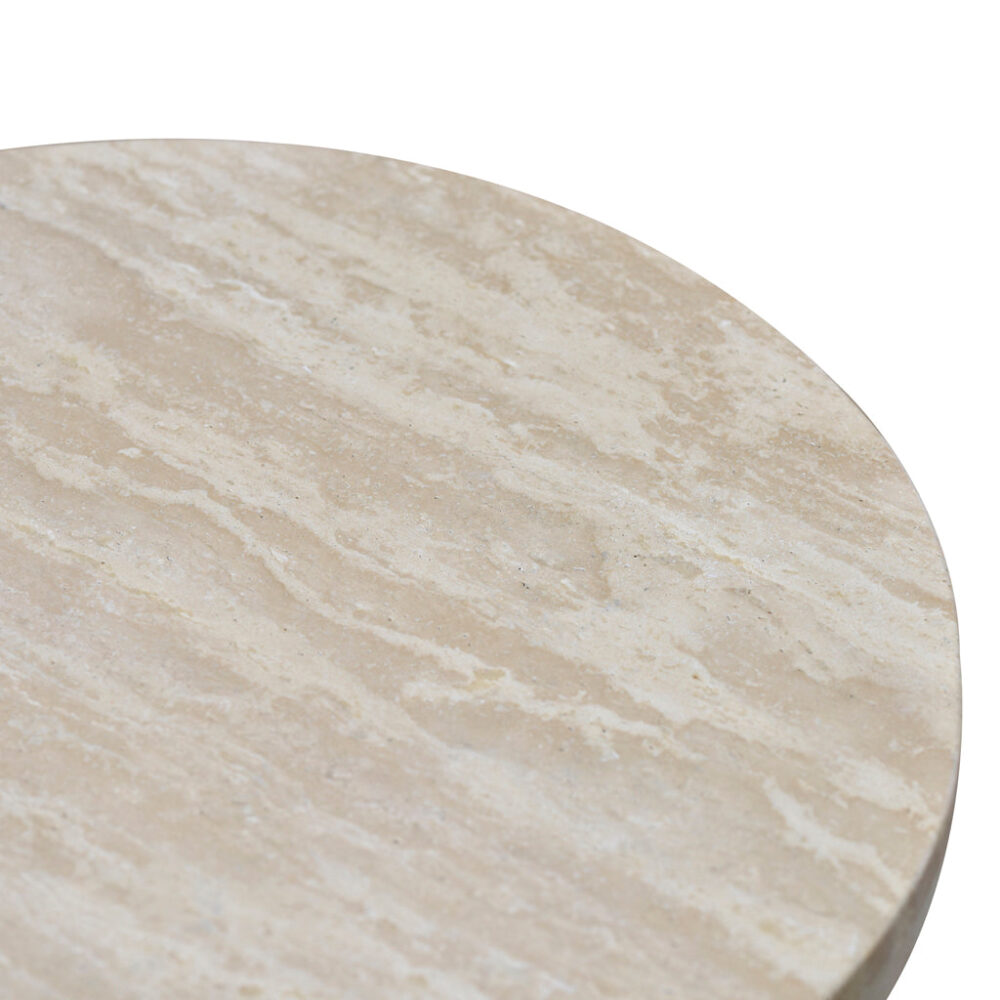 Agosti Travertine Marble Round Side Table - White Wash - Image 12