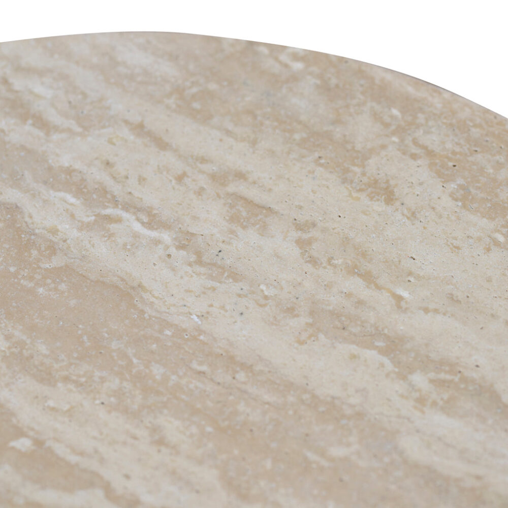 Agosti Travertine Marble Round Side Table - White Wash - Image 7