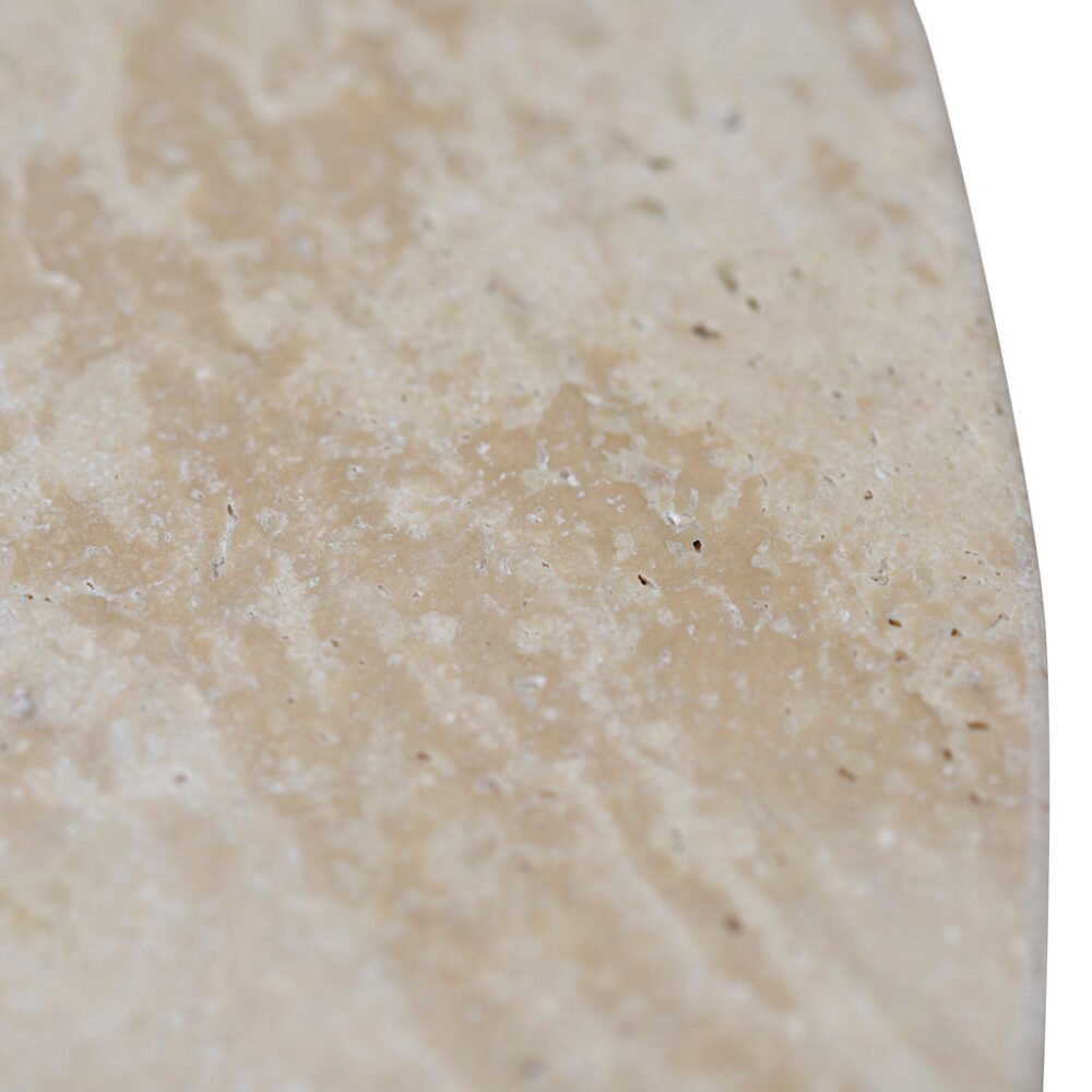 Agosti Travertine Marble Round Side Table - White Wash - Image 8