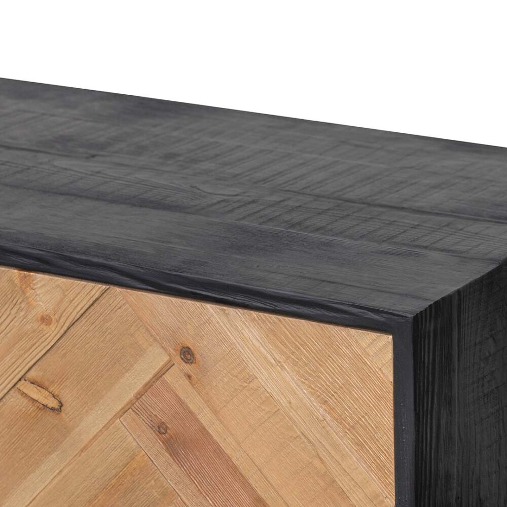 Olga 2.1m Wooden TV Entertainment Unit - Natural - Rustic Black - Image 9
