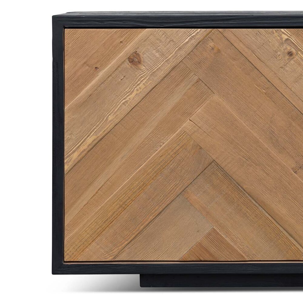 Olga 2.1m Wooden TV Entertainment Unit - Natural - Rustic Black - Image 7