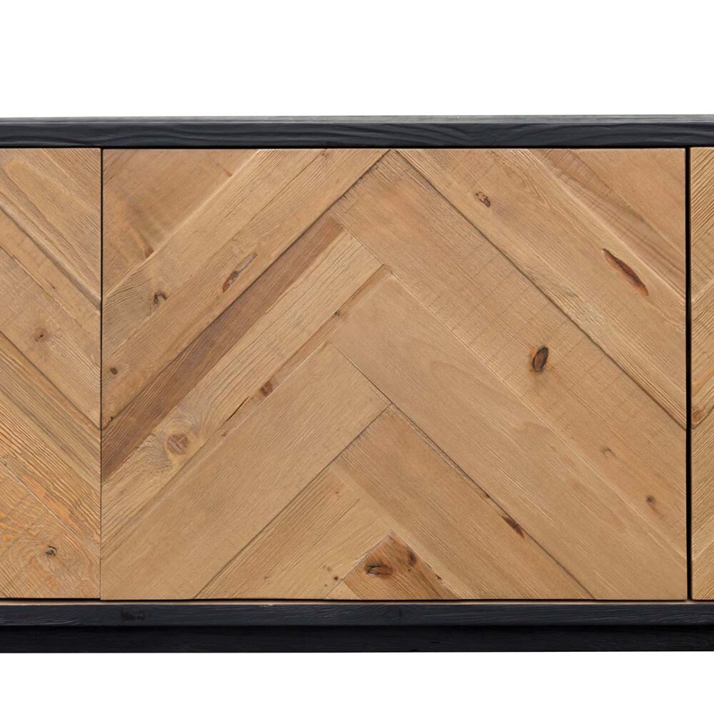 Olga 2.1m Wooden TV Entertainment Unit - Natural - Rustic Black - Image 8