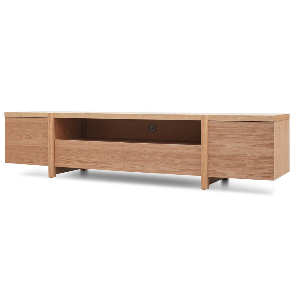 New York Lowline 2.1m Wooden TV Entertainment Unit - Full Natural - Image 9